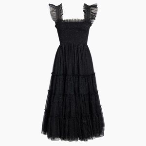 New Hill House Tulle Ellie Nap Dress Black Glitter Tulle Sz L